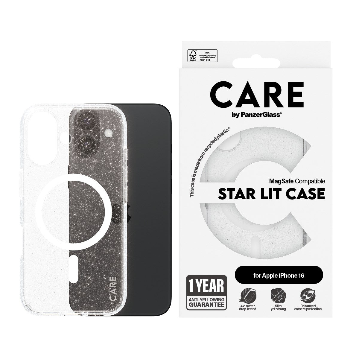 CARE by PanzerGlass® Urban Combat Case Star Lit w. White MagSafe iPhone 16